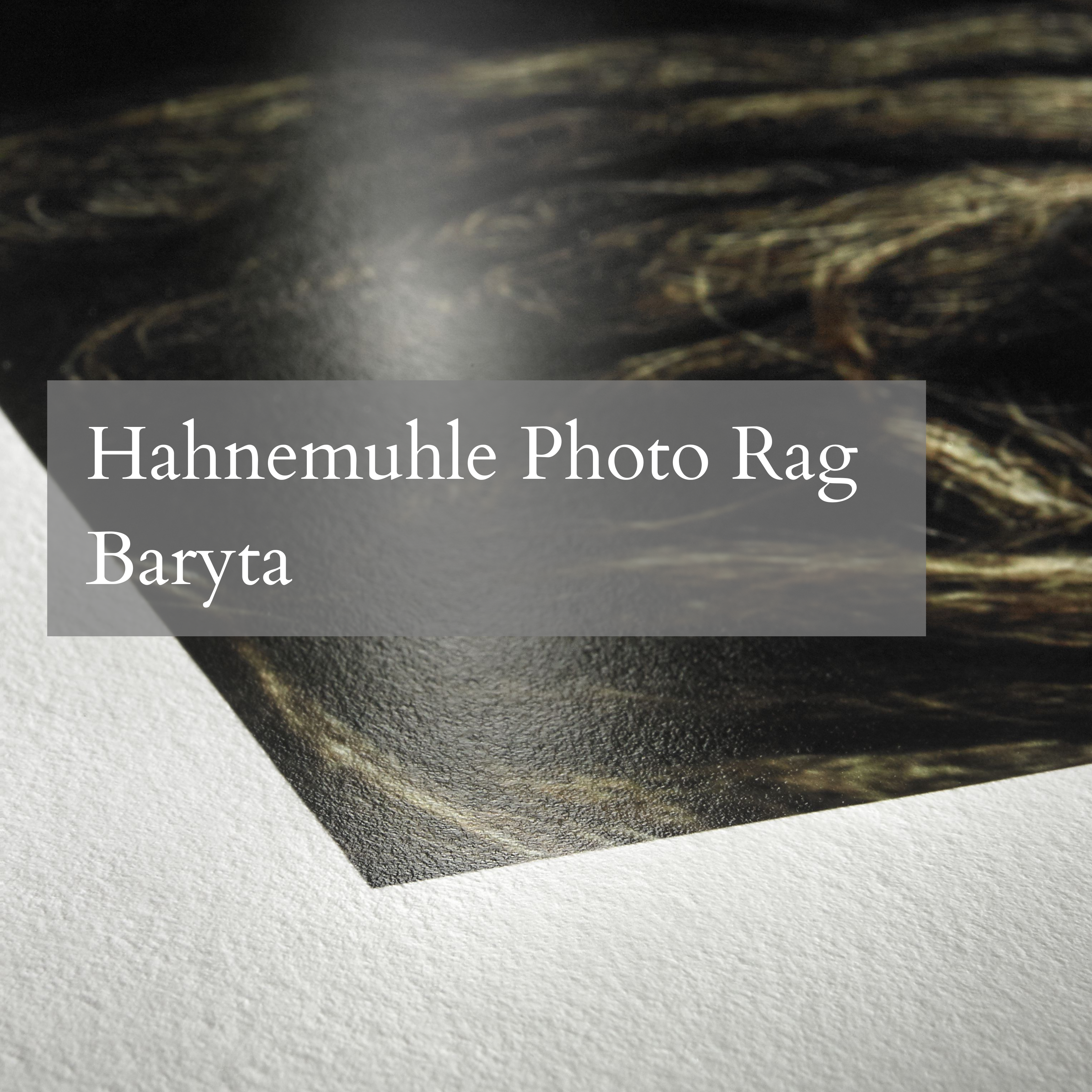 Hahnemuhle Photo Rag Baryta paper with a close-up of its texture.